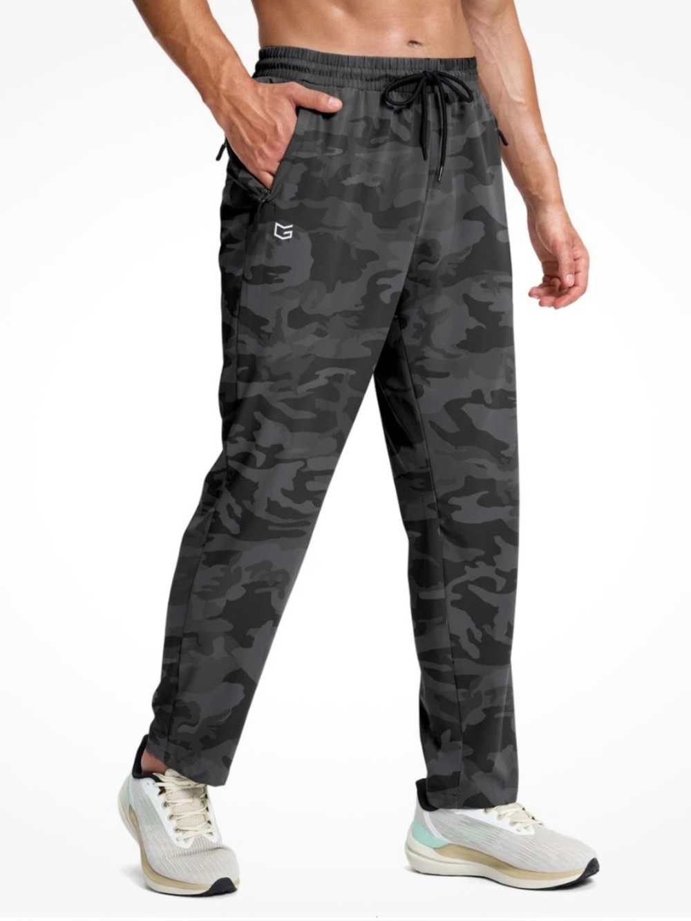 G Gradual Men's Lightweight Athletic Sweatpants Grey Camo Size XL